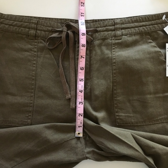 Kut from the Kloth Linen Blend Drawstring Wide Leg Ankle Pants Sz 8 Dark Olive - Picture 15 of 16